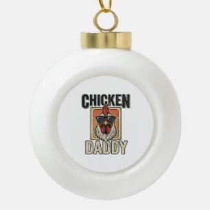 Lustiges Hähnen-Vintage-Vector-Shirt für Hühner-Pa Keramik Kugel-Ornament