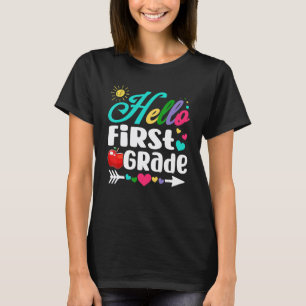 Lustiges Hallo Erste Klasse Erster Schultag Schüle T-Shirt