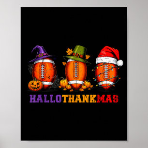 Lustiges Hallothankmas Football Halloween Erntedan Poster