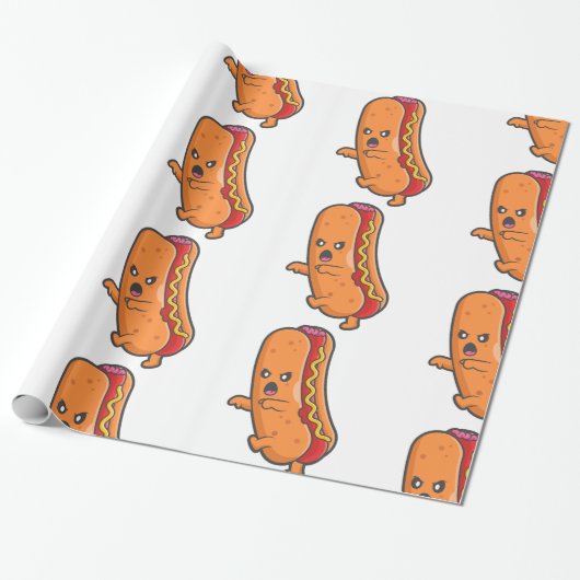 lustiges Hallover-Hot-Dog-Monster Geschenkpapier (Ungerollt)