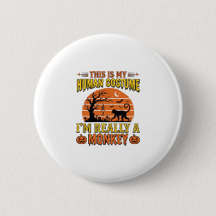 Lustiges Halloween-Affen-Menschen-Kostüm-Shirt-Des Button