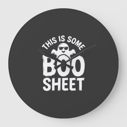Lustiges Halloween Boo Sheet Gespenst Design_1 Große Wanduhr (Vorderseite)
