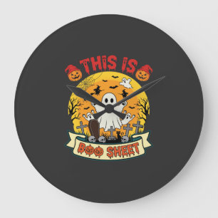 Lustiges Halloween Boo Sheet Gespenst Friedhof Große Wanduhr