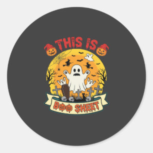 Lustiges Halloween Boo Sheet Gespenst Friedhof Runder Aufkleber