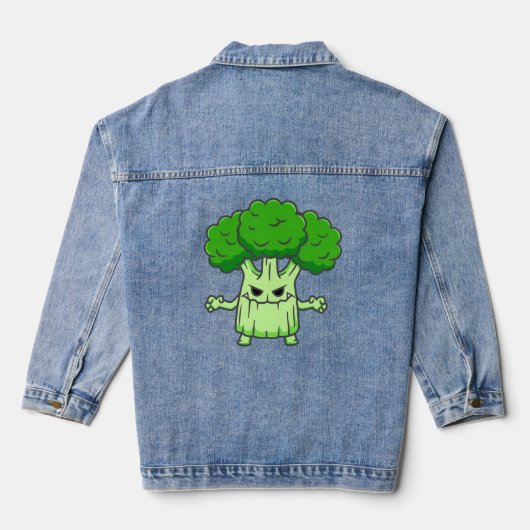 lustiges Halloween Broccoli-Monster Jeansjacke (Rückseite)