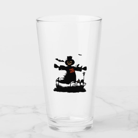 Lustiges Halloween-Design mit Vogelscheuche Glas (Vorderseite)