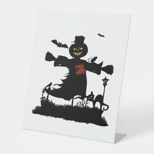 Lustiges Halloween-Design mit Vogelscheuche Sockelschild (Vorderseite)