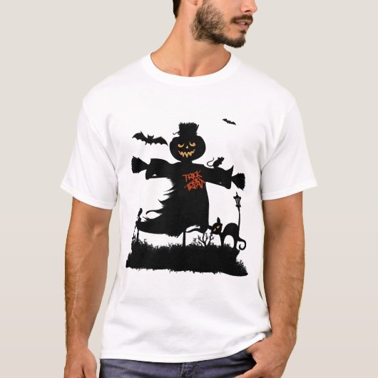 Lustiges Halloween-Design mit Vogelscheuche T-Shirt (Vorderseite)