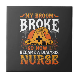 Lustiges Halloween Dialyse Krankenschwester Hexenb Fliese