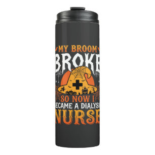 Lustiges Halloween Dialyse Krankenschwester Hexenb Thermosbecher