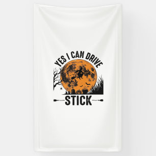 Lustiges Halloween Drive Stick Hexe Vintage-Shirt Banner
