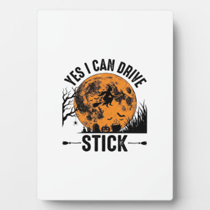 Lustiges Halloween Drive Stick Hexe Vintage-Shirt  Fotoplatte