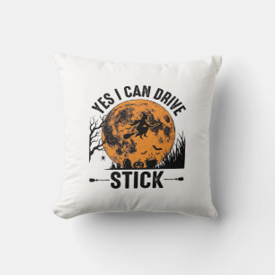Lustiges Halloween Drive Stick Hexe Vintage-Shirt Kissen