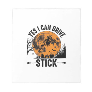 Lustiges Halloween Drive Stick Hexe Vintage-Shirt  Notizblock