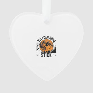 Lustiges Halloween Drive Stick Hexe Vintage-Shirt Ornament
