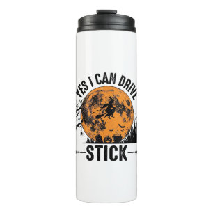 Lustiges Halloween Drive Stick Hexe Vintage-Shirt  Thermosbecher