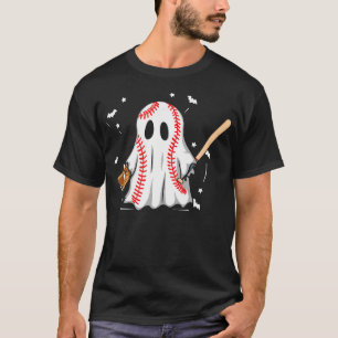 Lustiges Halloween-Geist Baseball spielendes Kostü T-Shirt