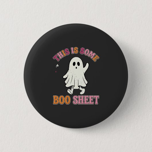 Lustiges Halloween-Geist Boo-Blatt Floral Retro-De Button (Vorderseite)