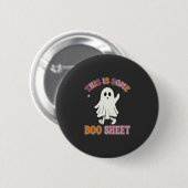 Lustiges Halloween-Geist Boo-Blatt Floral Retro-De Button (Vorne & Hinten)
