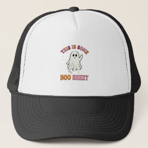 Lustiges Halloween-Geist Boo-Blatt Floral Retro-De Truckerkappe