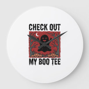 Lustiges Halloween-Geist Boo T-Shirt Vintage-Vekto Große Wanduhr