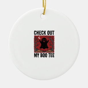 Lustiges Halloween-Geist Boo T-Shirt Vintage Vekto Keramik Ornament