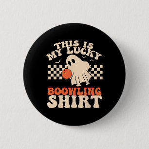 Lustiges Halloween-Geist-Bowling-Kugelspieler-Kost Button