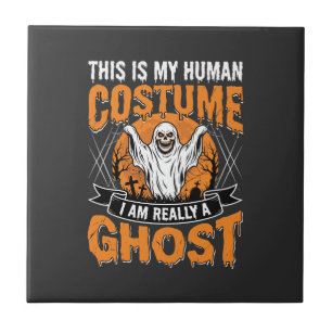 Lustiges Halloween-Geist-Mensch-Kostüm Vintage Fliese