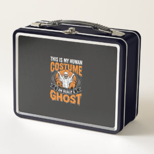 Lustiges Halloween-Geist-Mensch-Kostüm Vintage Metall Brotdose