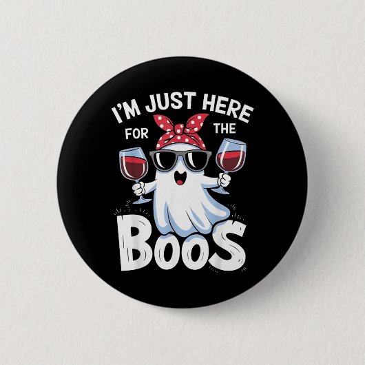 Lustiges Halloween-Geister-Design Ich bin hier für Button (Vorderseite)