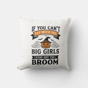 Lustiges Halloween Groß Mädchen Besen Vintage-Shir Kissen