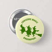 Lustiges Halloween-Hexe-Grün Button (Vorne & Hinten)