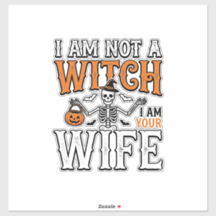 Lustiges Halloween-Hexenfrau-Skelett-Vintage-Shirt Aufkleber