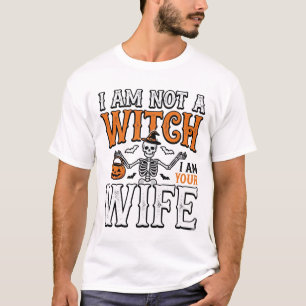 Lustiges Halloween-Hexenfrau-Skelett Vintage-Shirt T-Shirt