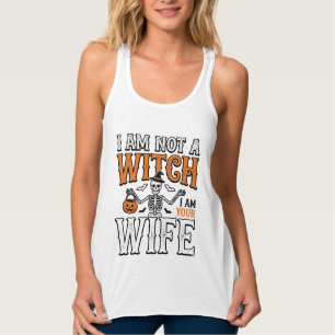 Lustiges Halloween-Hexenfrau-Skelett-Vintage-Shirt Tank Top