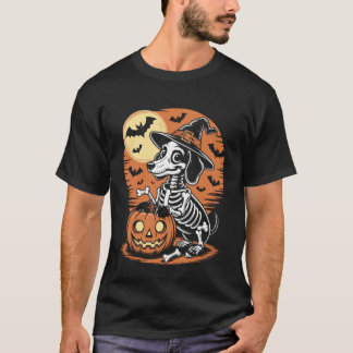 Lustiges Halloween-Hund-Skelett-Design Gruseliges  T-Shirt