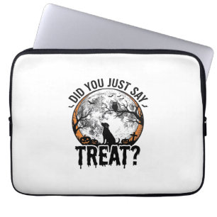 Lustiges Halloween-Hunde-Leckerli-Vintage-Vector-D Laptopschutzhülle