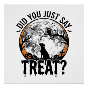 Lustiges Halloween-Hunde-Leckerli Vintage-Vector-D Poster