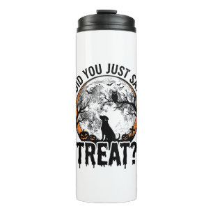 Lustiges Halloween-Hunde-Leckerli Vintage-Vector-D Thermosbecher