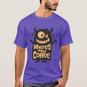 Lustiges Halloween-Kaffee-Monster-T-Shirt T-Shirt