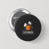Lustiges Halloween-Katz-Geist-Kürbis-Design Catlow Button (Vorne & Hinten)