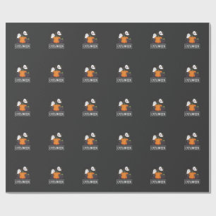 Lustiges Halloween-Katz-Geist-Kürbis-Design Catlow Geschenkpapier