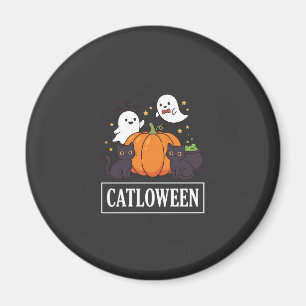 Lustiges Halloween-Katz-Geist-Kürbis-Design Catlow Magnet