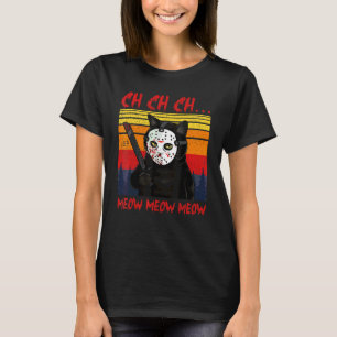 Lustiges Halloween-Katze-Horror-Blutiges Messer Ch T-Shirt