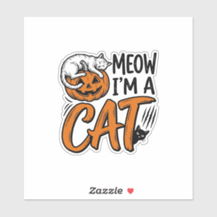 Lustiges Halloween-Katze-Kürbis-Typografie-Shirt-D Aufkleber