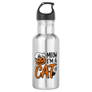 Lustiges Halloween-Katze-Kürbis-Typografie-Shirt-D Edelstahlflasche
