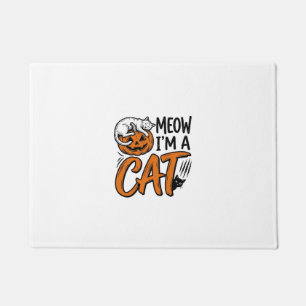 Lustiges Halloween-Katze-Kürbis-Typografie-Shirt-D Fußmatte
