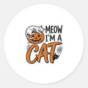 Lustiges Halloween-Katze-Kürbis-Typografie-Shirt-D Runder Aufkleber