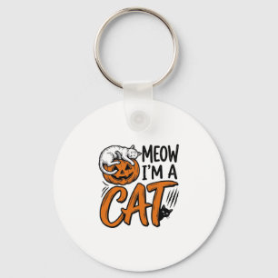 Lustiges Halloween-Katze-Kürbis-Typografie-Shirt-D Schlüsselanhänger
