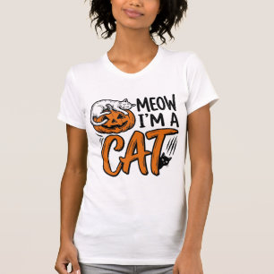 Lustiges Halloween-Katze-Kürbis-Typografie-Shirt-D T-Shirt